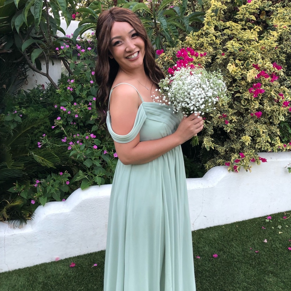 Azazie Dusty Sage Bridesmaid Dress Size 8